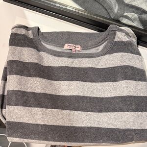 Juicy Couture Charcoal and Light Gray Striped Tee